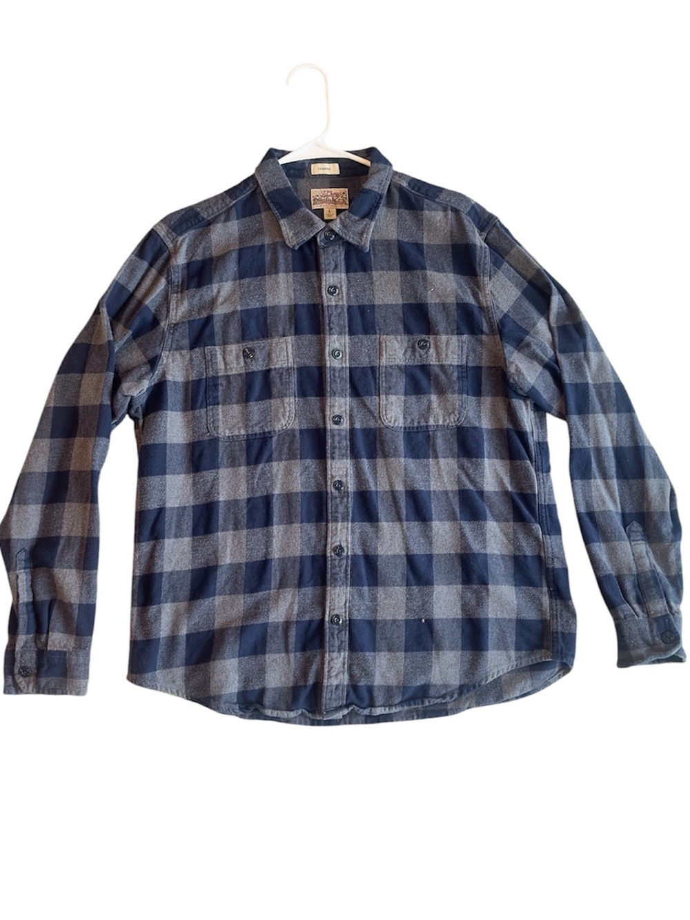 J. Crew Classic Navy and Gray Plaid Mid-Weight Flannel